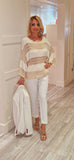 Cream And Beige Knit Top