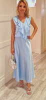 Blue Satin Look Skirt