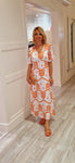 Orange & White Maxi Dress