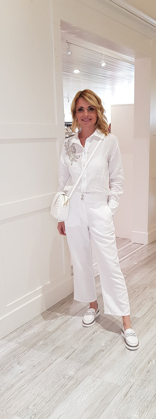 White High- Waisted Trousers