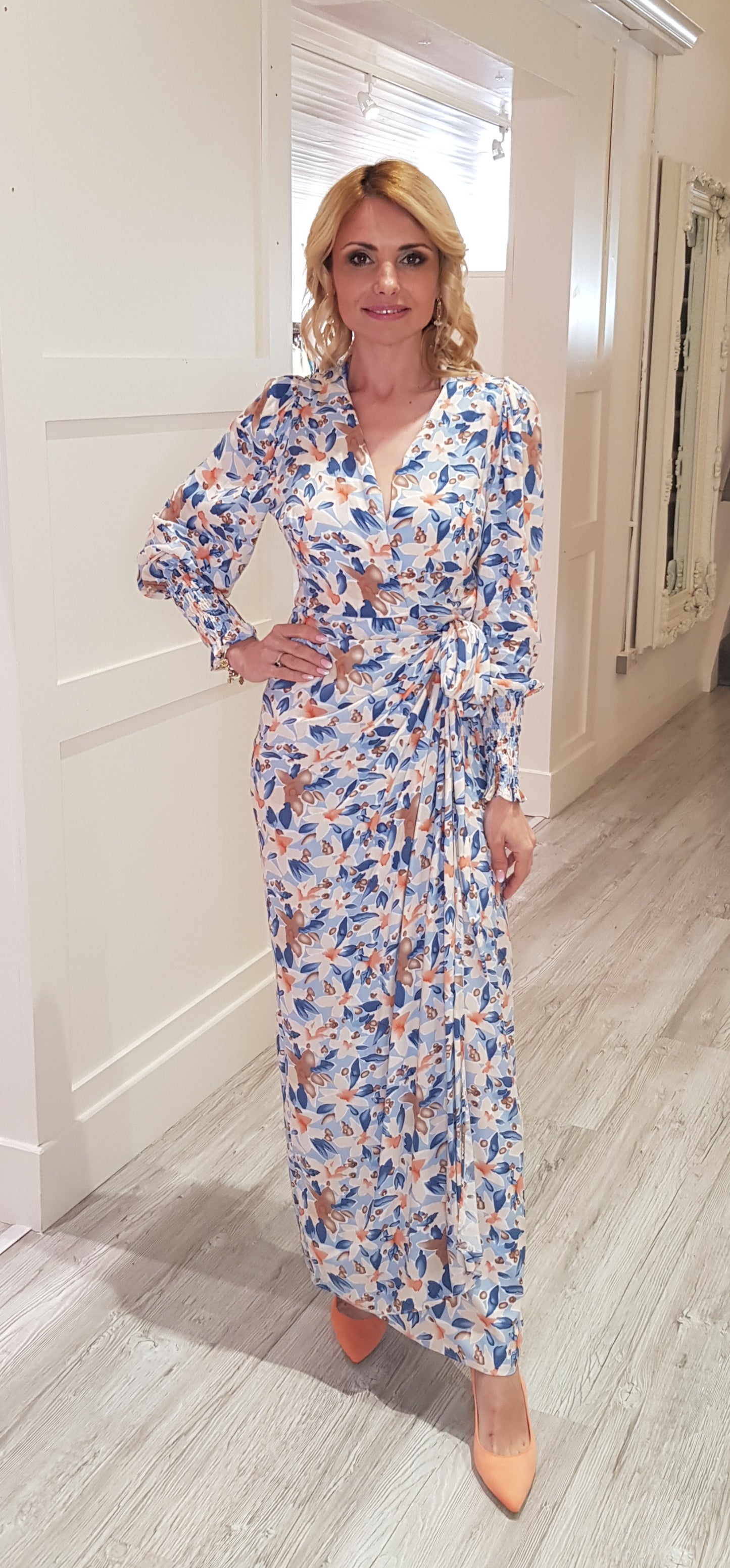 Tanna Blue Printed Midi Dress