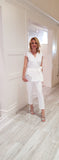 White  Wrap Top with Frill Sleeves