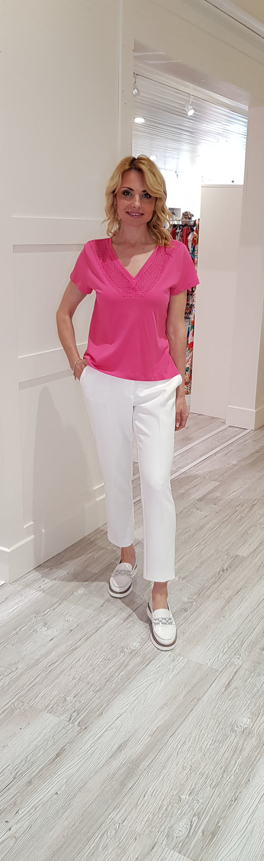 Pink Top With Lace Detail