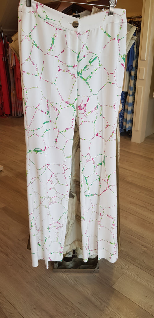 Cream Printed Trousers