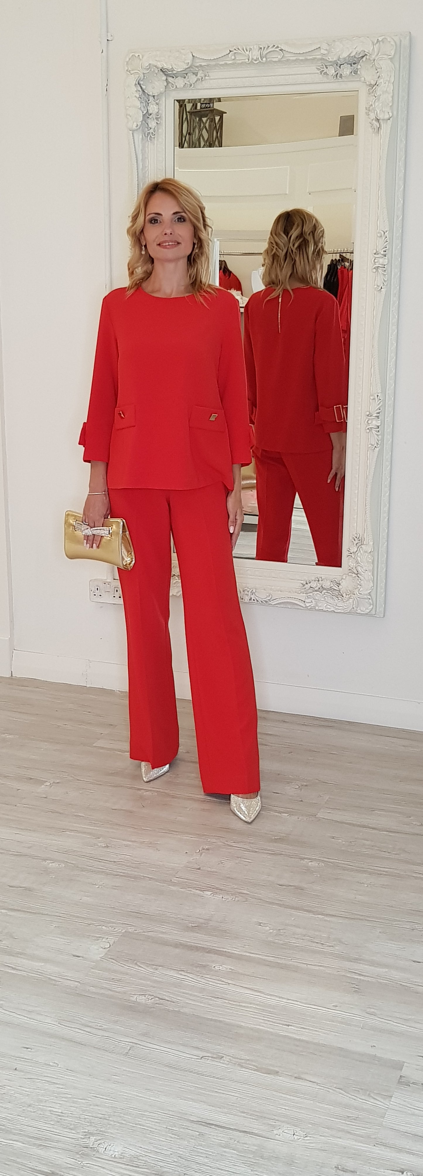 Red Wide Leg Trousers