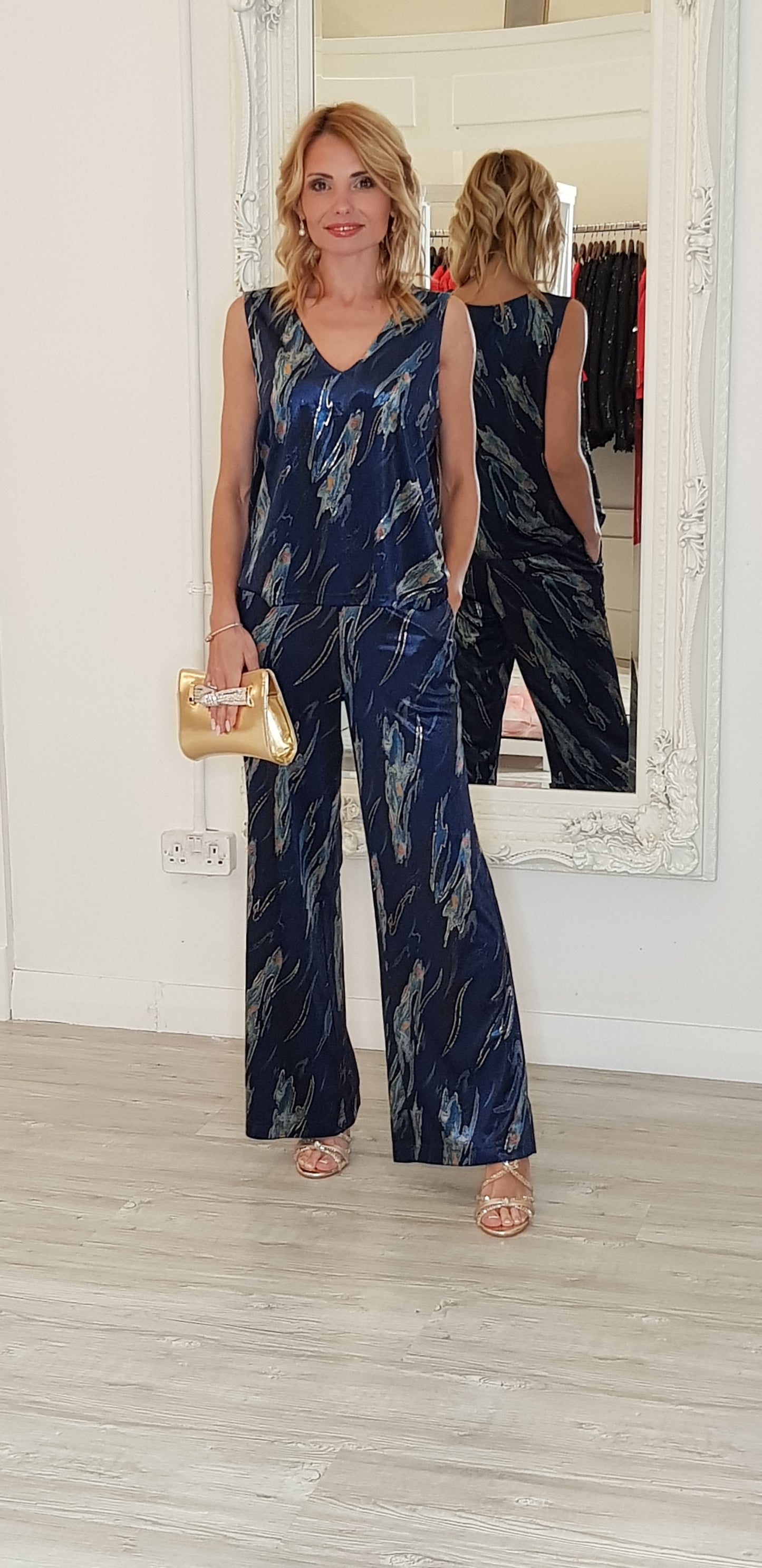 Ned Blue Printed Trousers