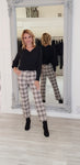 Black And Beige Check Trousers