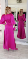 Pink Satin Maxi Dress