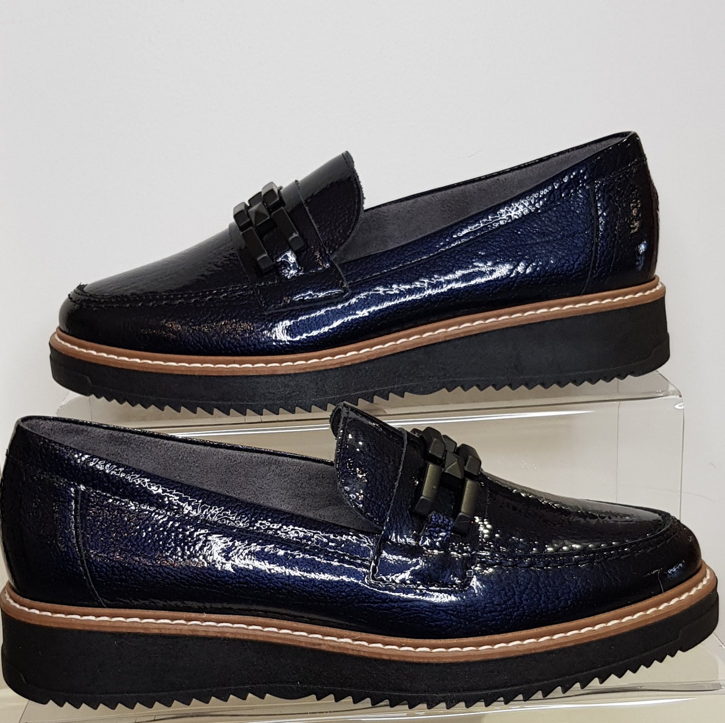 Navy Loafers With Glossy Effect