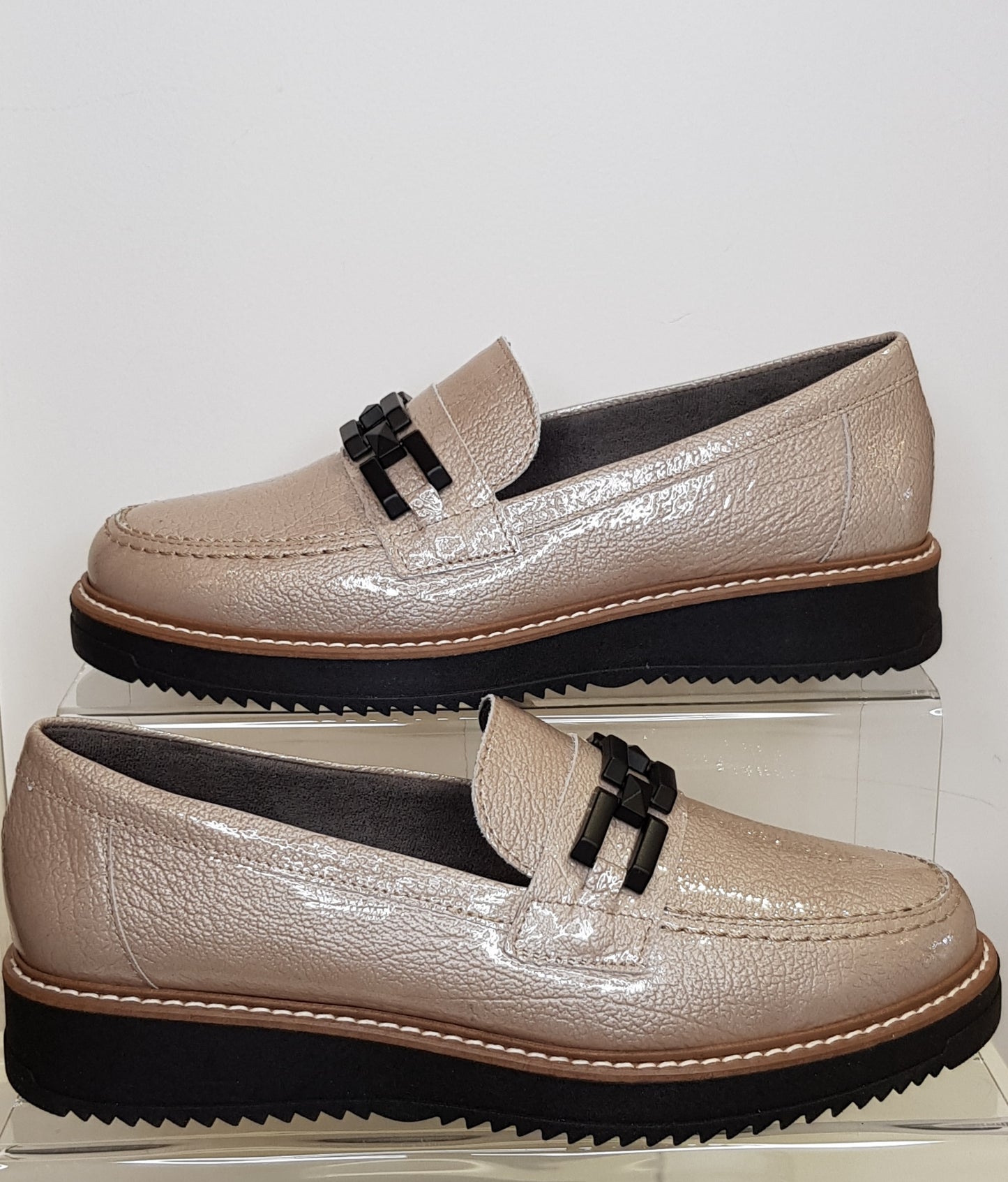 Sand Loafers With Glossy Effect