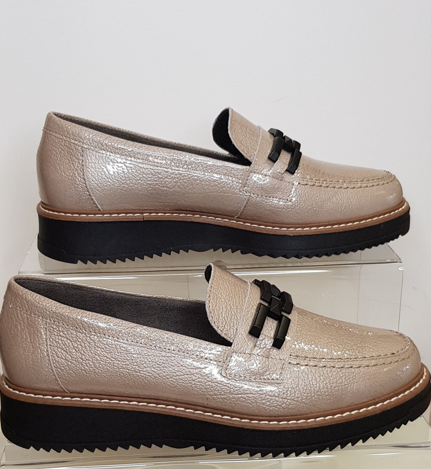 Sand Loafers With Glossy Effect