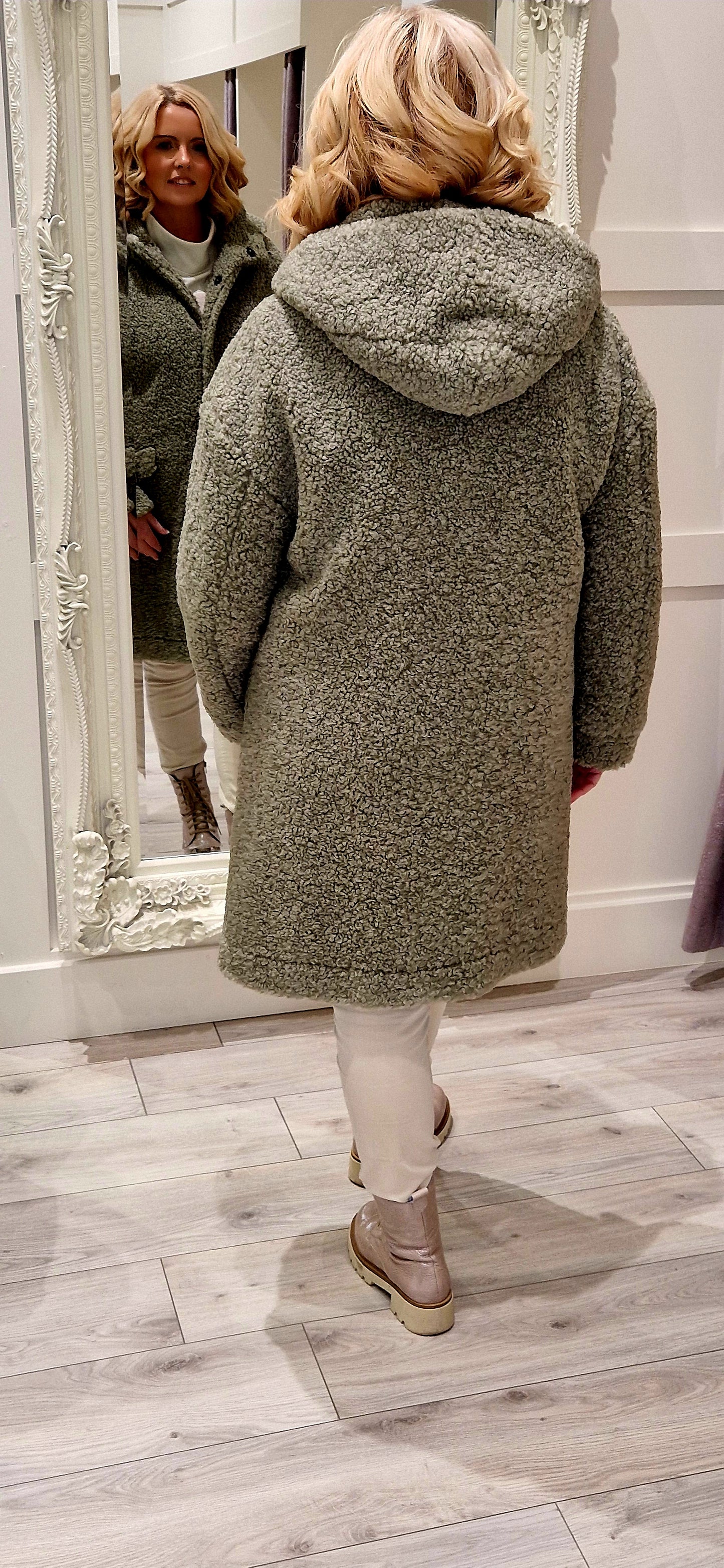 Sage Green Teddy Coat