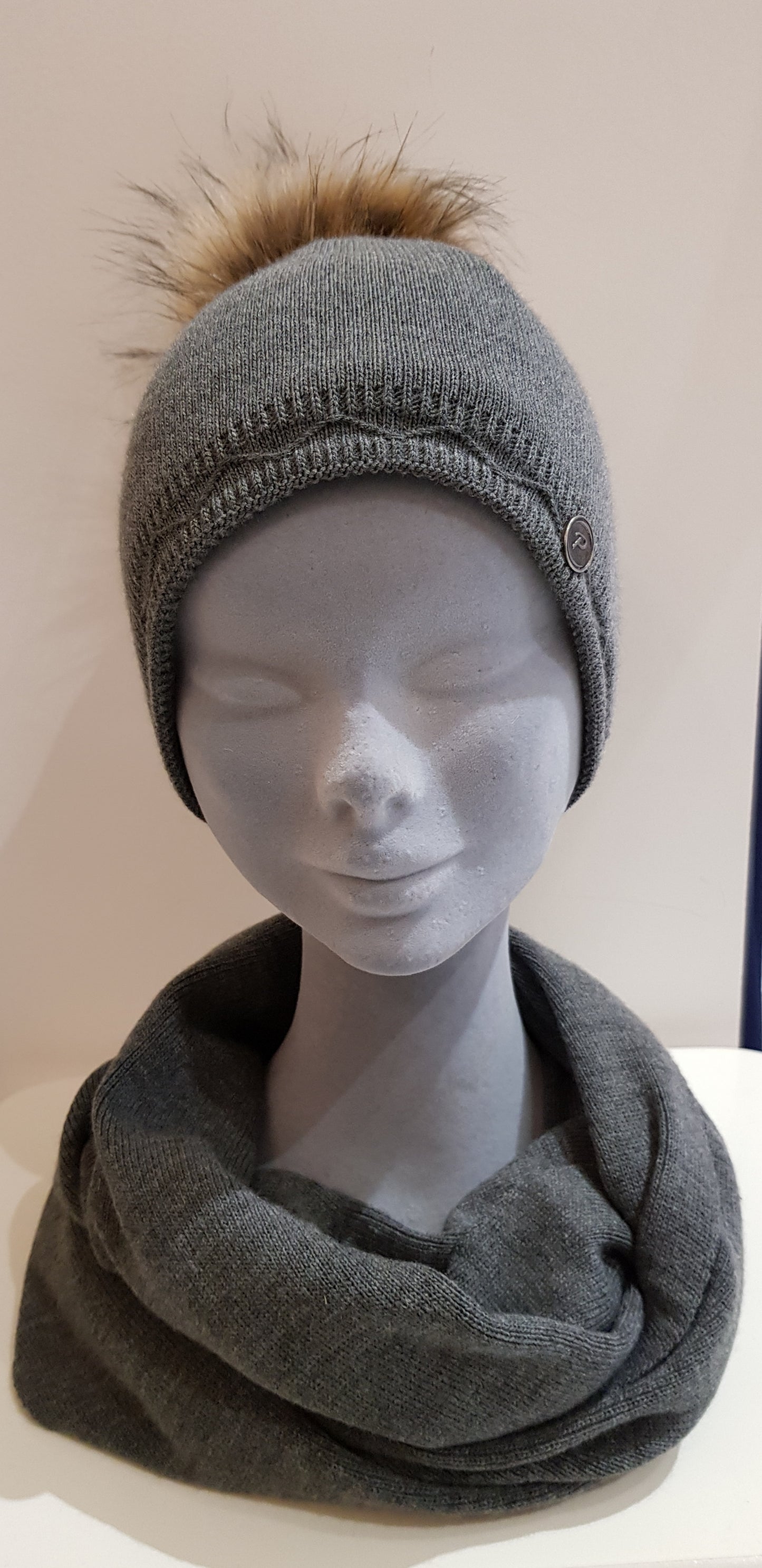 Grey Knit Snood Scarf