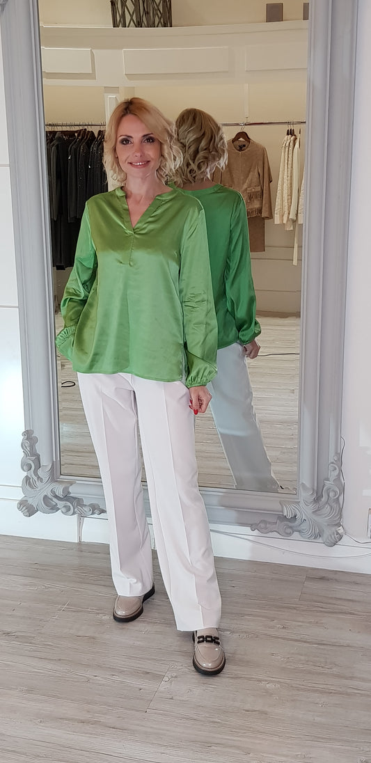 Avocado Satin Look Top