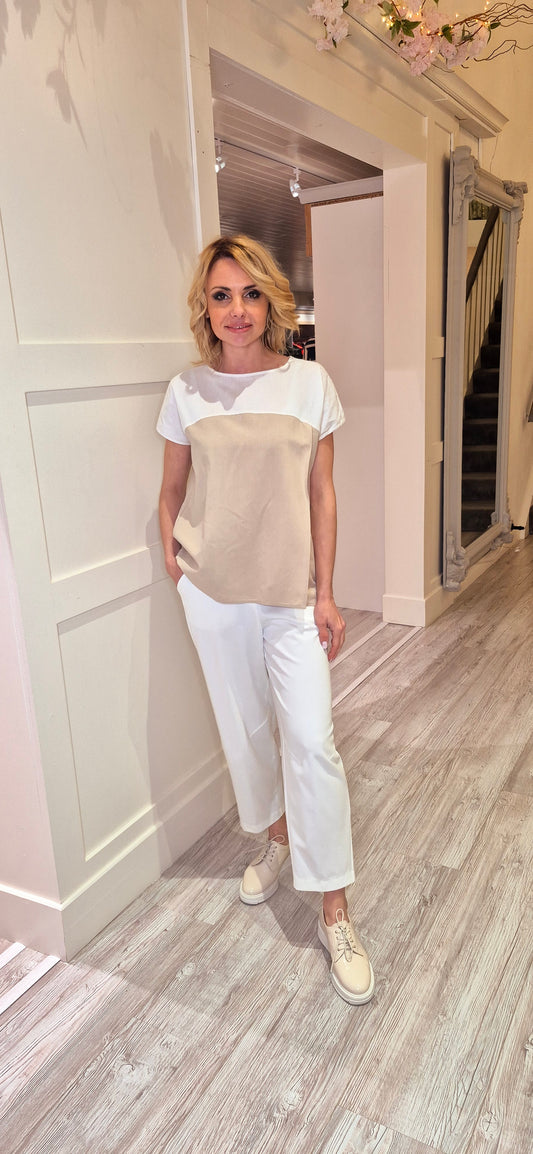 Sand & White Top
