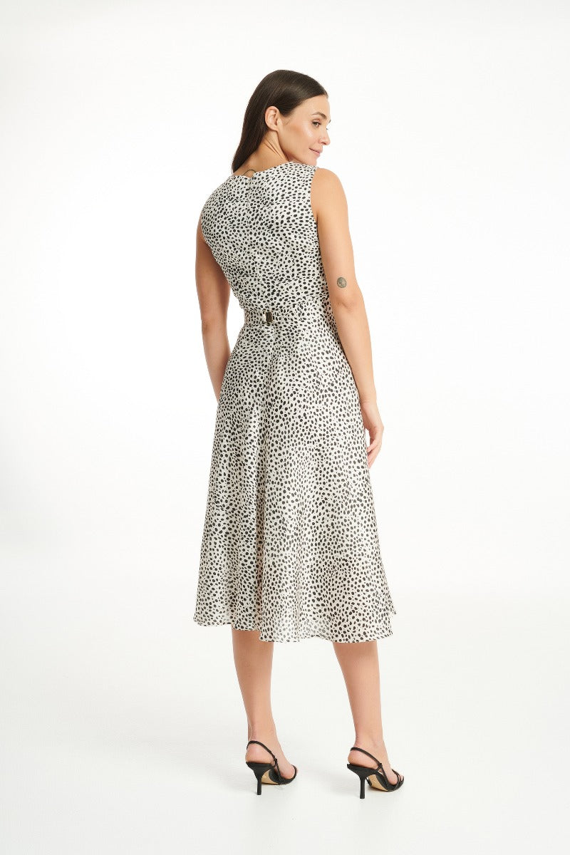 White And Black Polka Dot Midi Dress