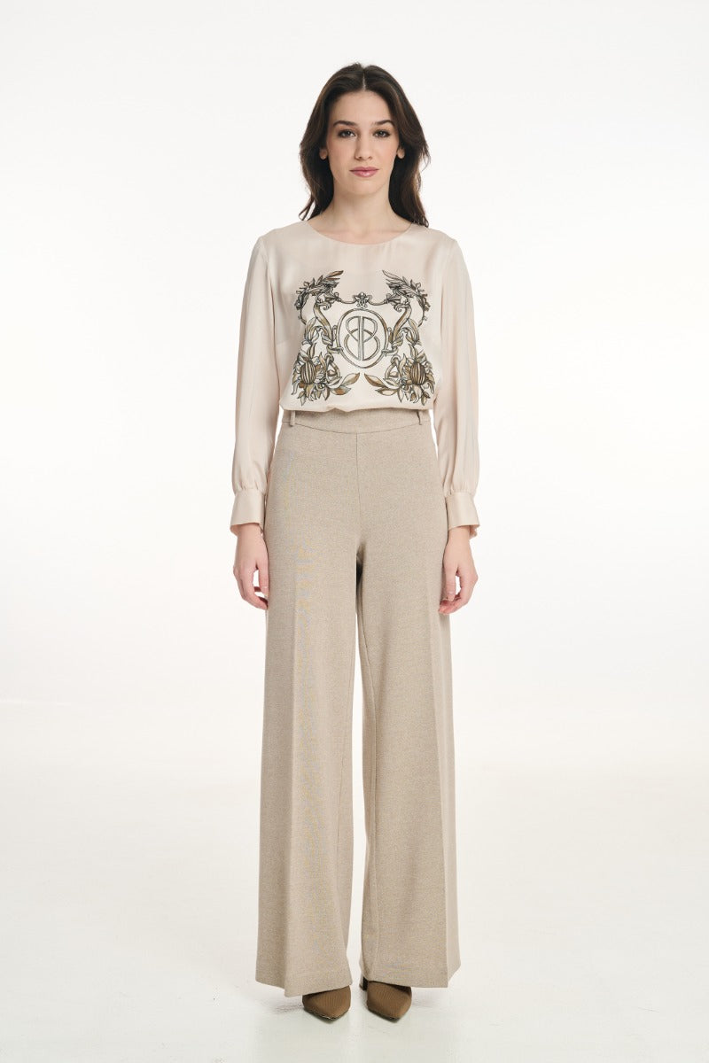 Sand Knit Wide Leg Trousers