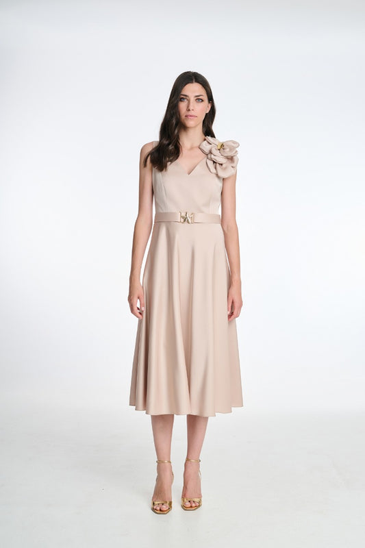 Beige Satin Look Dress