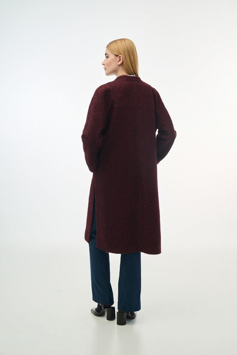 Burgundy Shimmer Coat With Lurex
