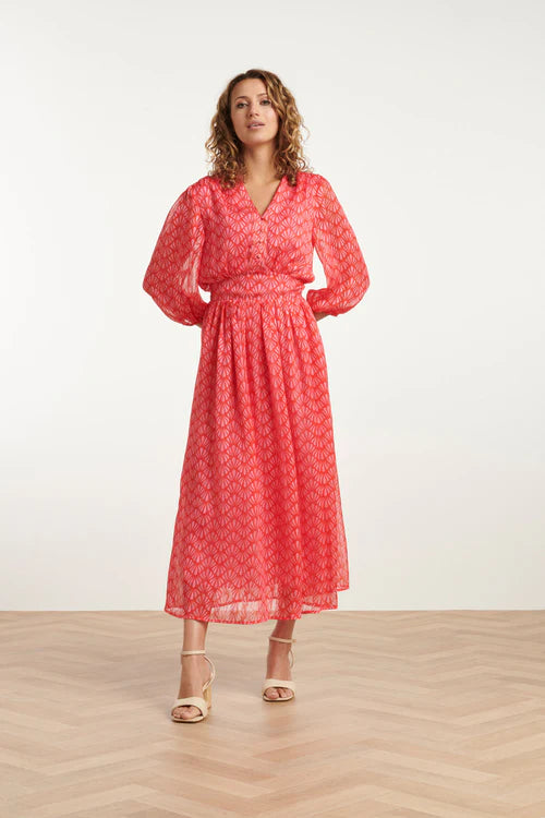 Elegante Maxi Chiffon Red-Pink Dress