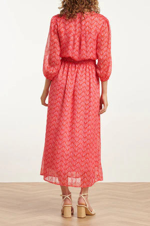 Elegante Maxi Chiffon Red-Pink Dress
