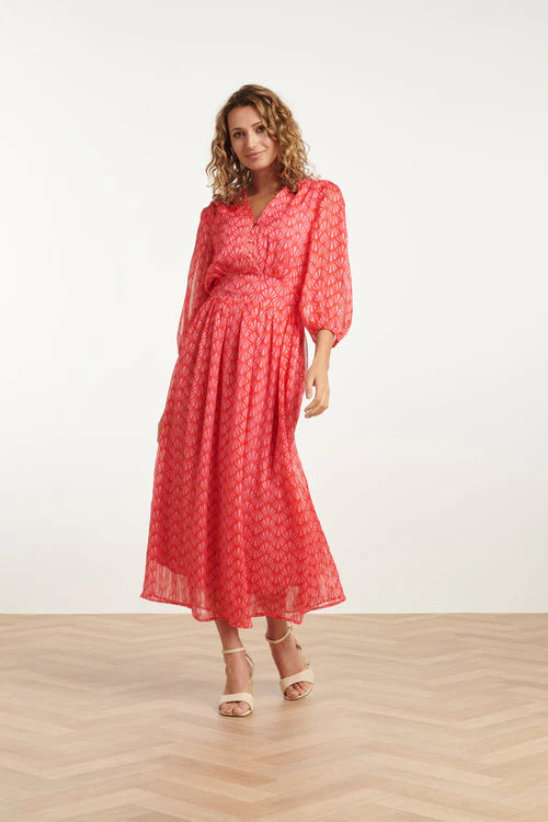 Elegante Maxi Chiffon Red-Pink Dress