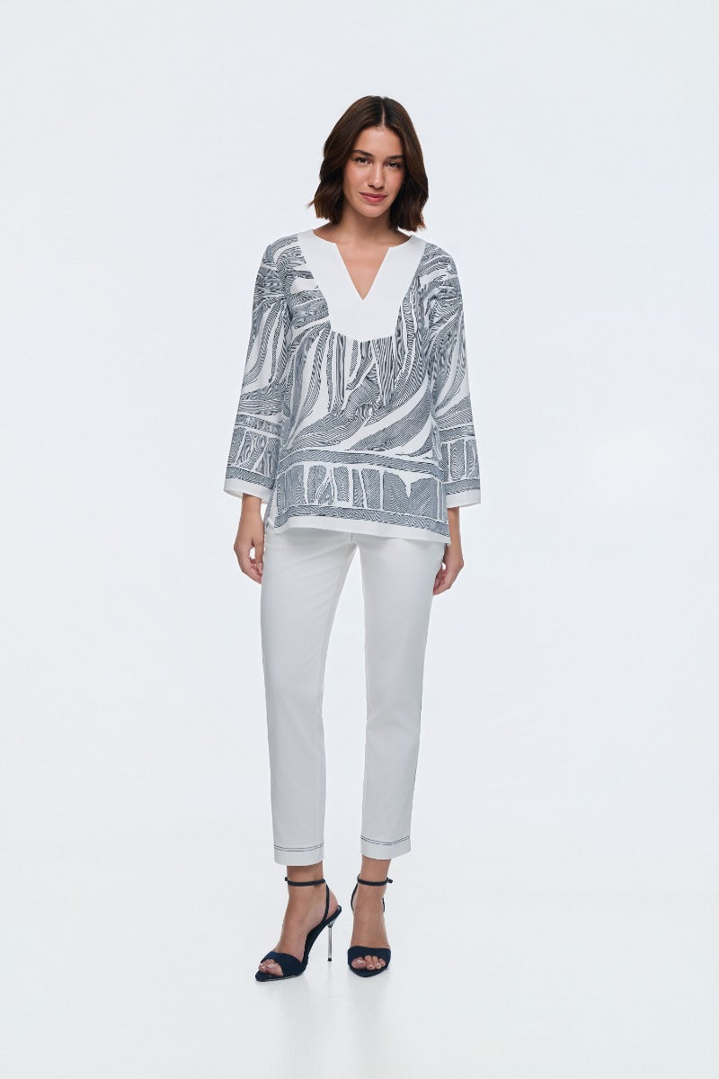 White Navy Stitch Trousers