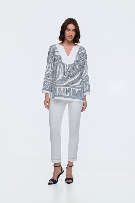 White Navy Stitch Trousers