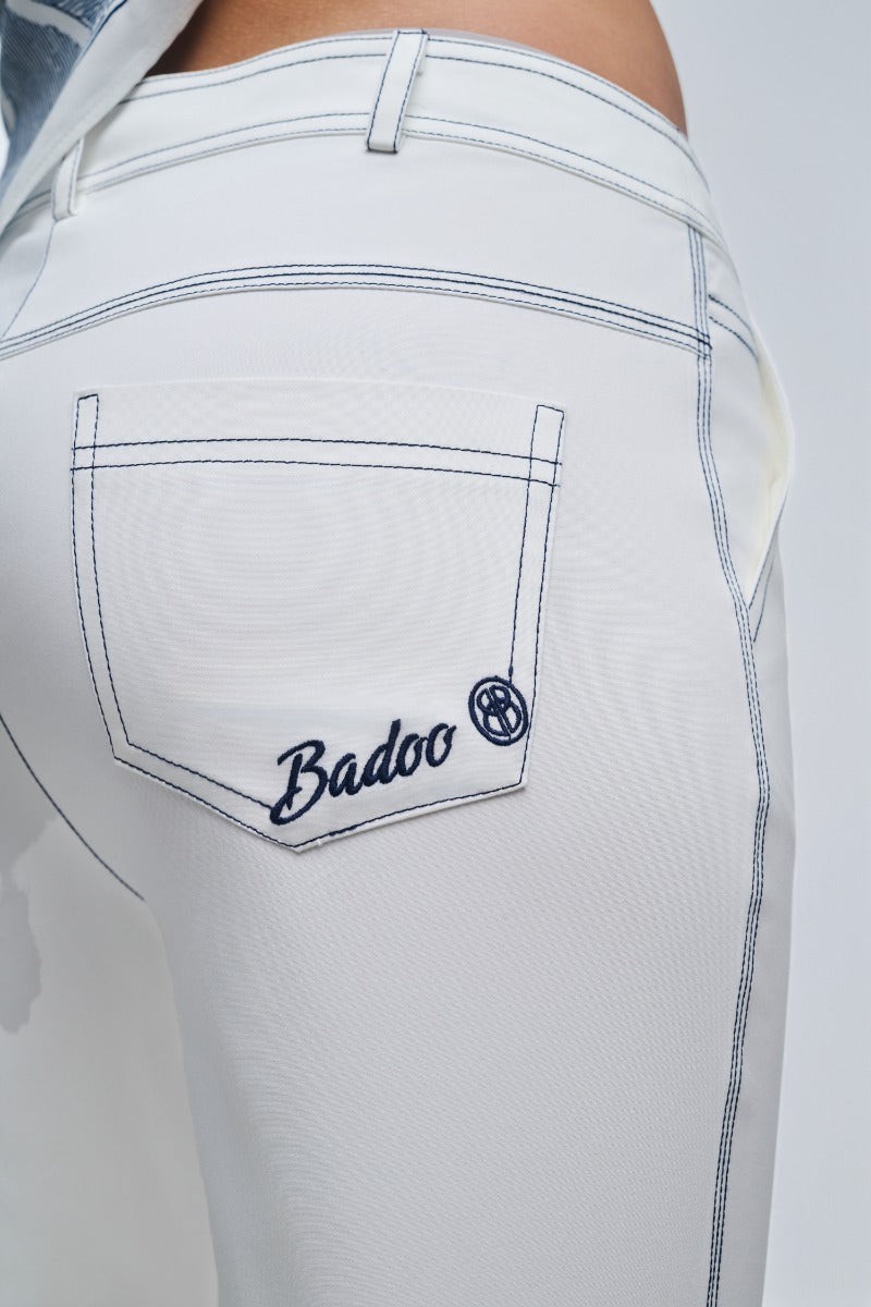 White Navy Stitch Trousers