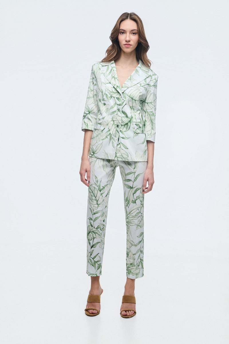 Green And Cream  Floral Cotton Trousers