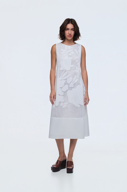 White Lace Dress With Poplin