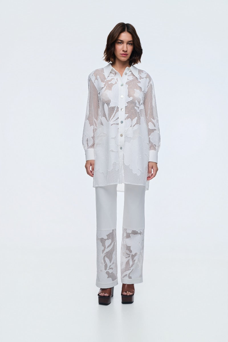 Lace Shirt With Ivory Buttons