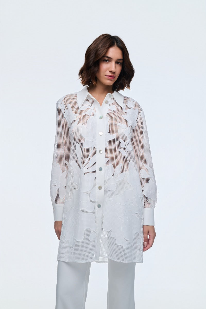 Lace Shirt With Ivory Buttons