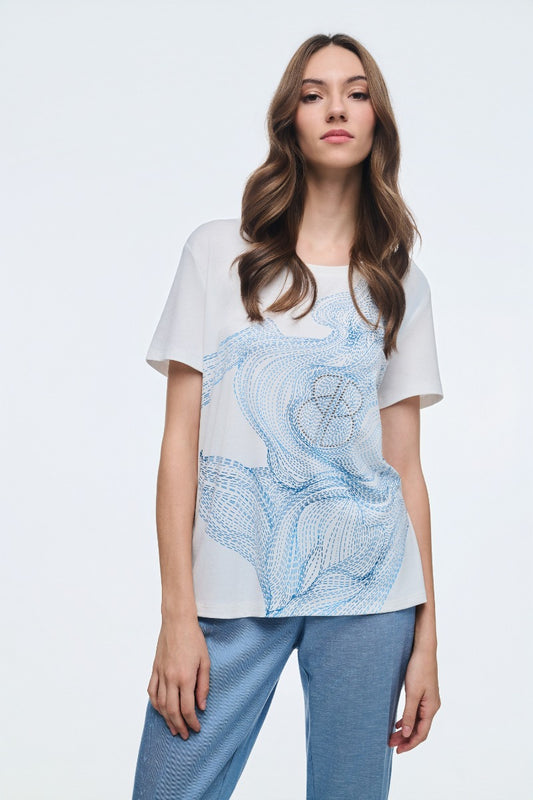 White & Blue Crystal Top