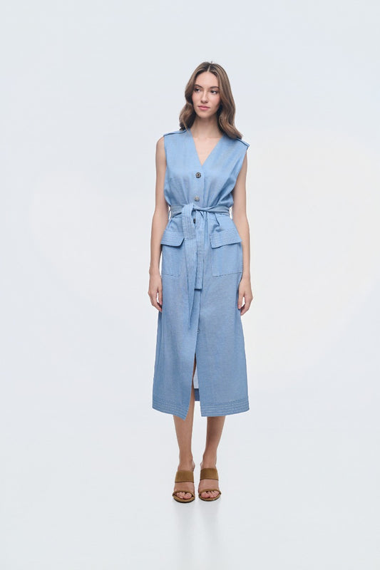 Light Blue Pockets  Dress