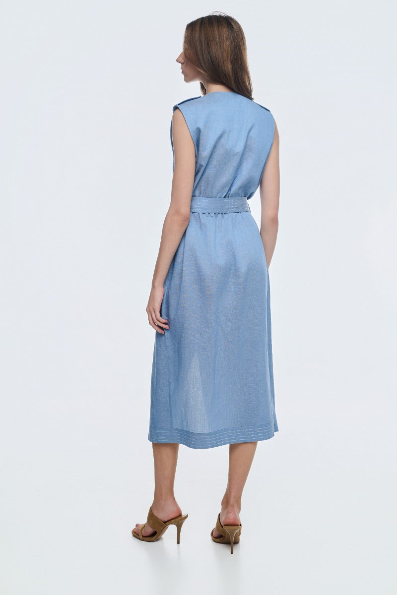 Light Blue Pockets  Dress