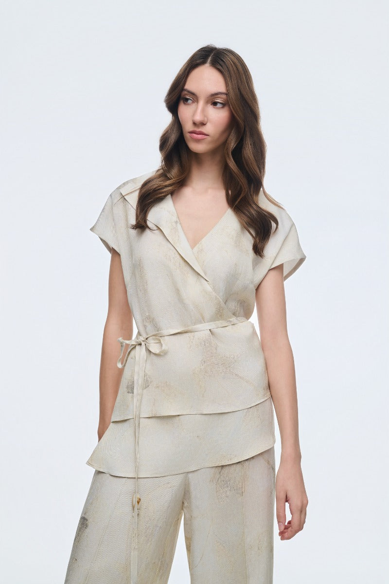 Lemon Marble Wrap Top