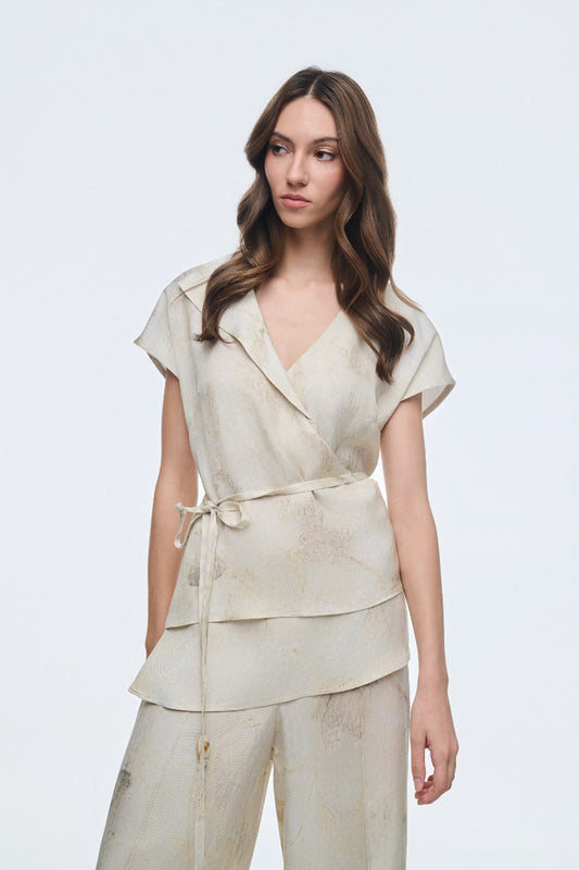 Lemon Marble Wrap Top