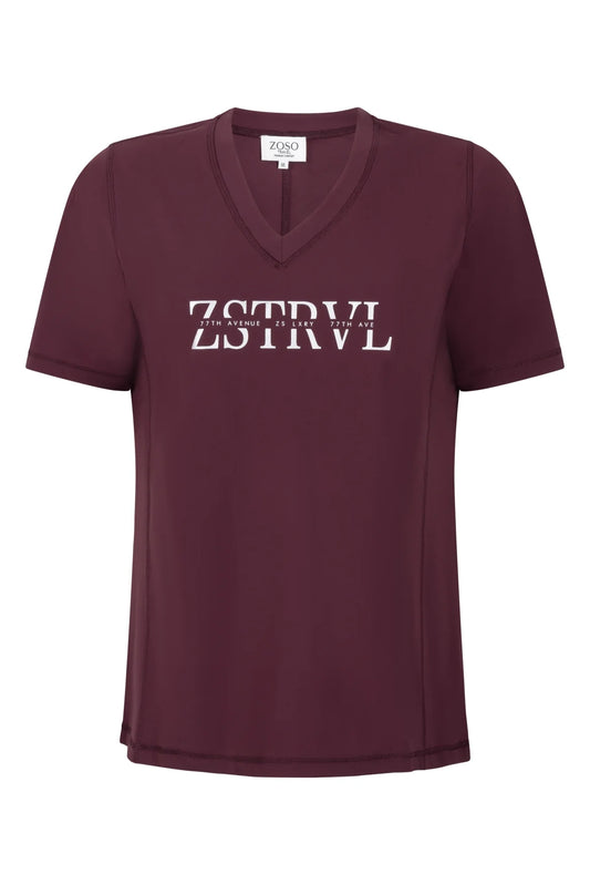 Burgundy Vneck Silver Detail Top