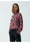 Red Blouse With Graphic Print