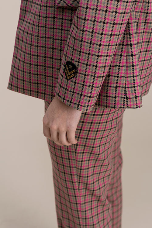 Pink And Beige Check Trousers