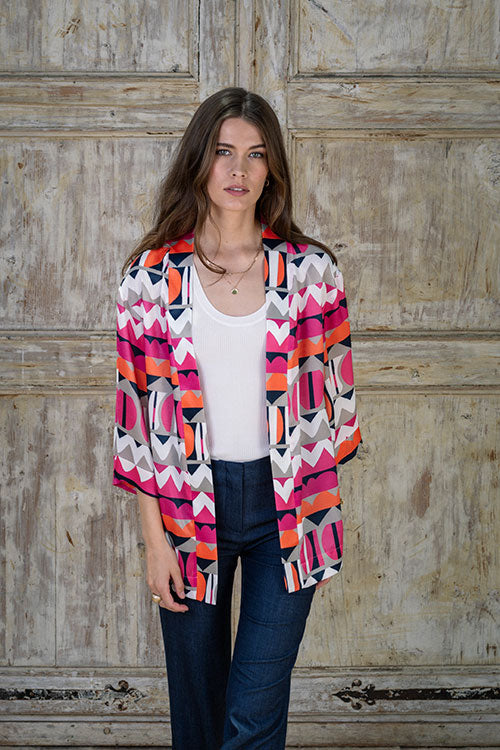 Open Jacket With Geometric Print