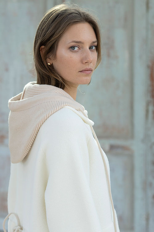Cream Velvety Knitted Jacket
