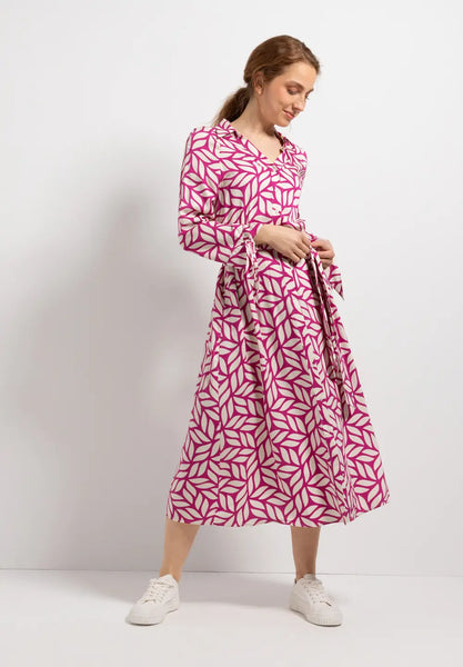 Pink Graphic Print Midi Dress