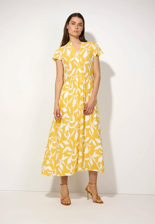 Viscose Dress With Leaf Print