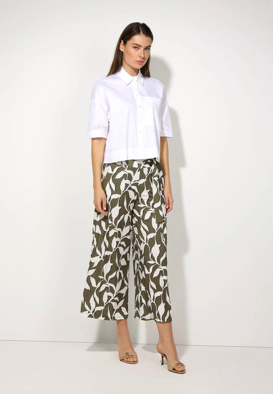 Jersey Culottes With Leaf Print