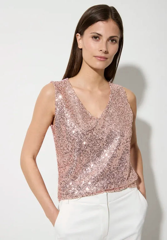 Soft Candy Rose Sequin Top