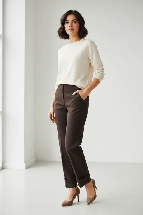 Brown Turn Up Trouser