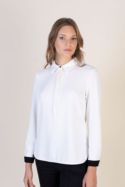 Cream & Black Blouse