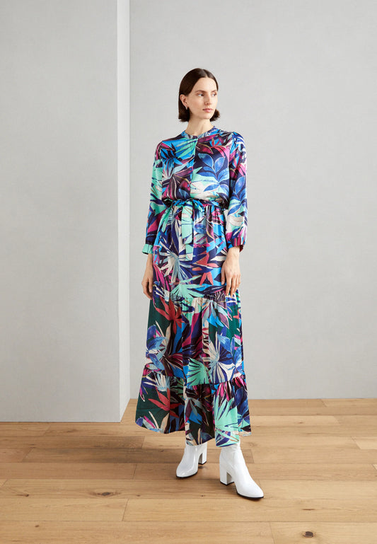 Blue Printed Nee Dress